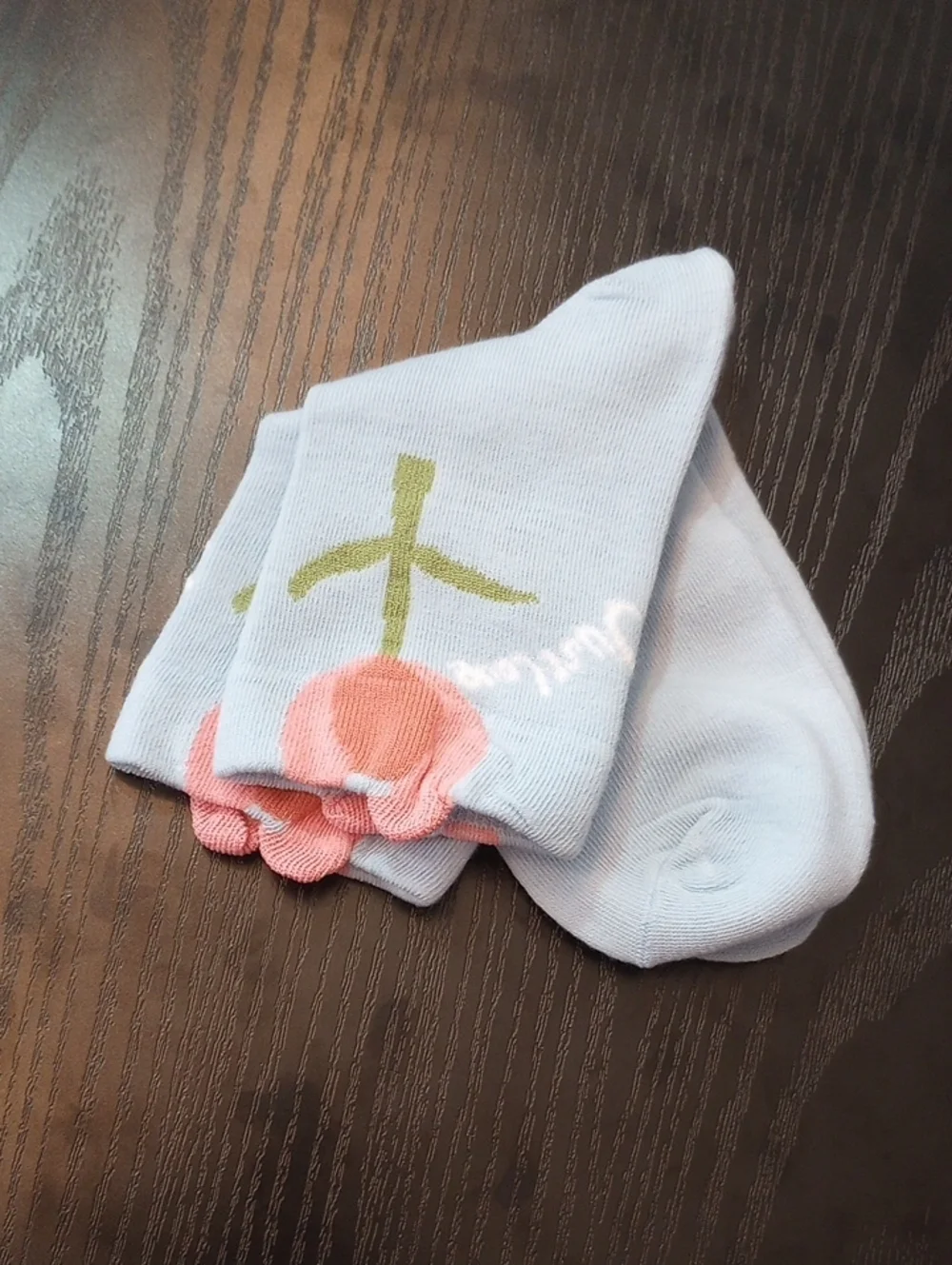 Blue Pink Floral 90% Cotton Novelty Crew Ankle Socks Cottagecore